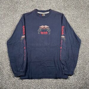 Y2k Hawk Skateboarding Long Sleeve Navy Blue Graphic Print